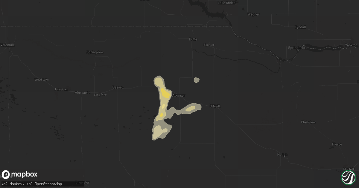 Hail map in Atkinson, NE on September 14, 2024