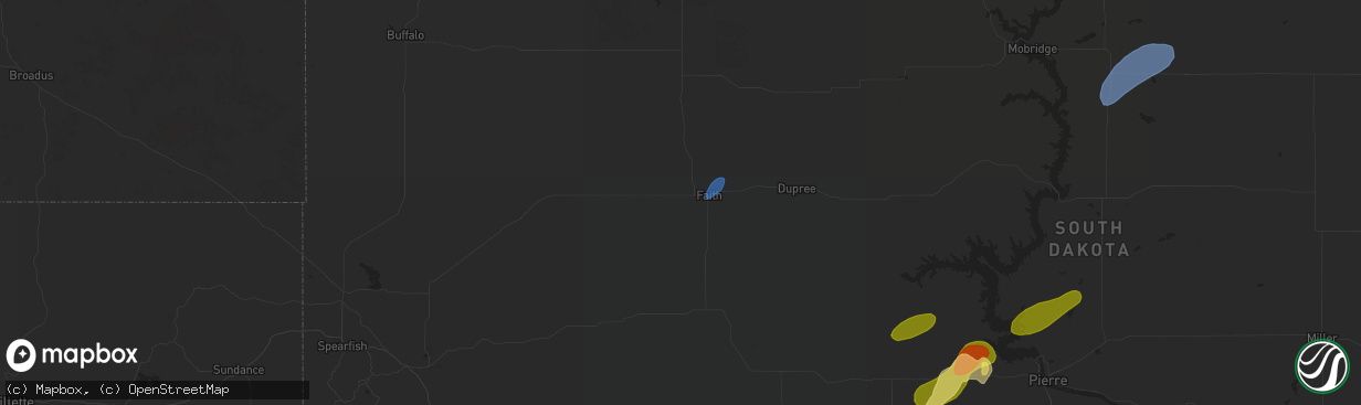 Hail map in Faith, SD on September 14, 2024