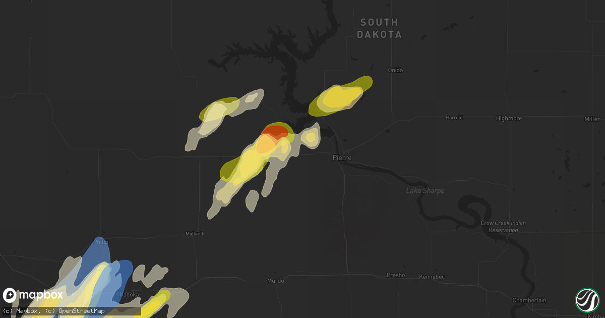 Hail map in Fort Pierre, SD on September 14, 2024