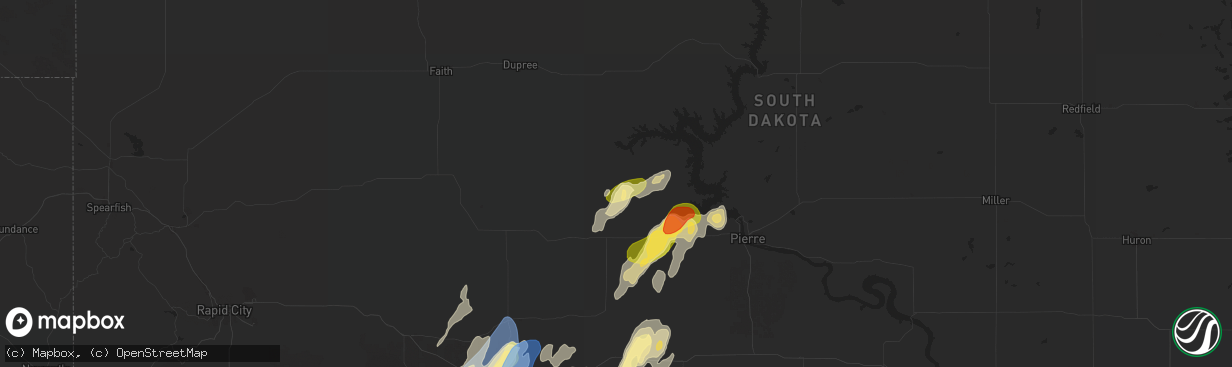 Hail map in Hayes, SD on September 14, 2024