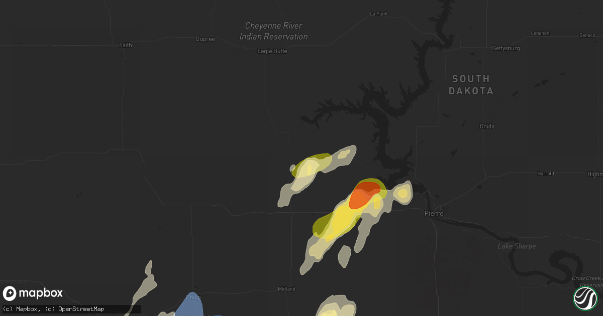 Hail map in Hayes, SD on September 14, 2024