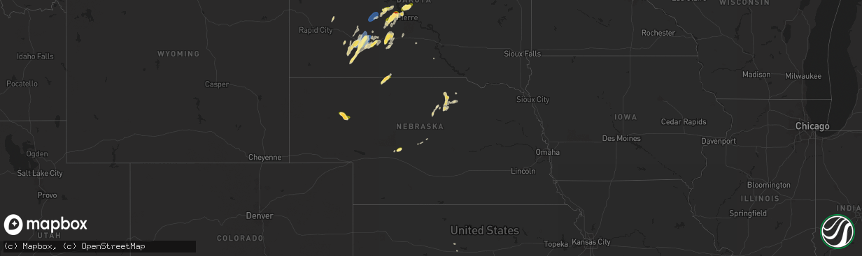 Hail map in Nebraska on September 14, 2024