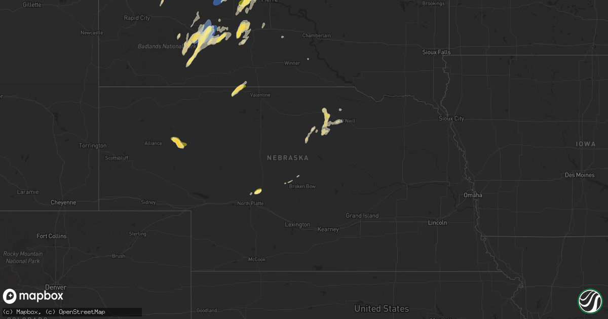 Hail map in Nebraska on September 14, 2024