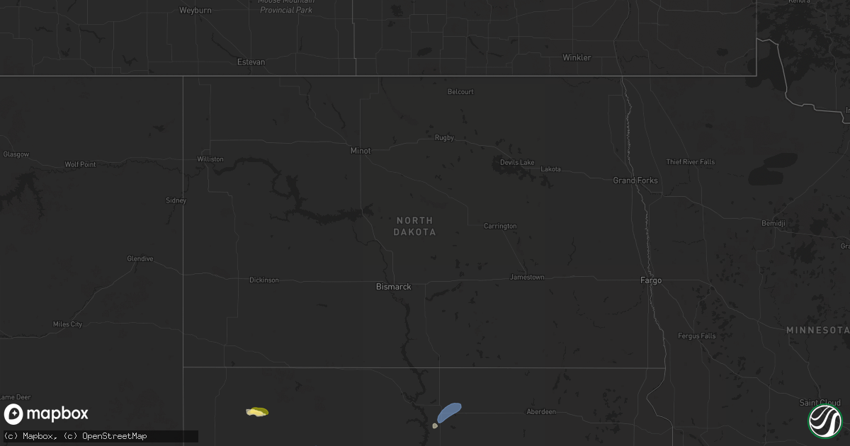 Hail map in North Dakota on September 14, 2024
