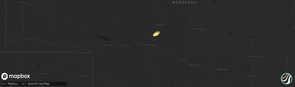 Hail map in North Platte, NE on September 14, 2024