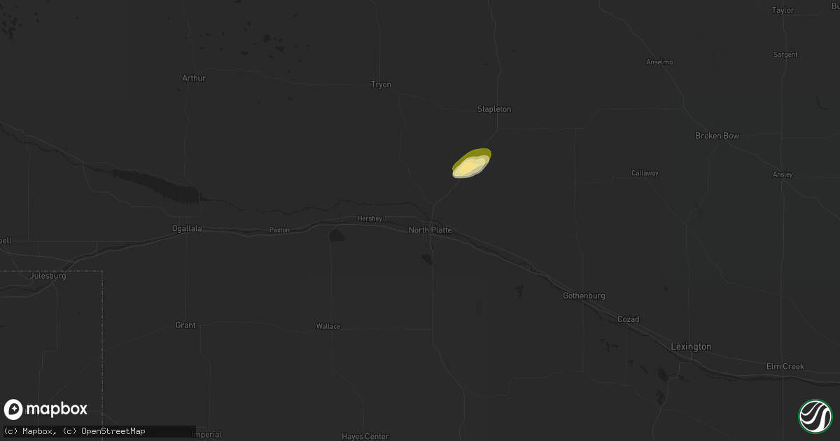 Hail map in North Platte, NE on September 14, 2024