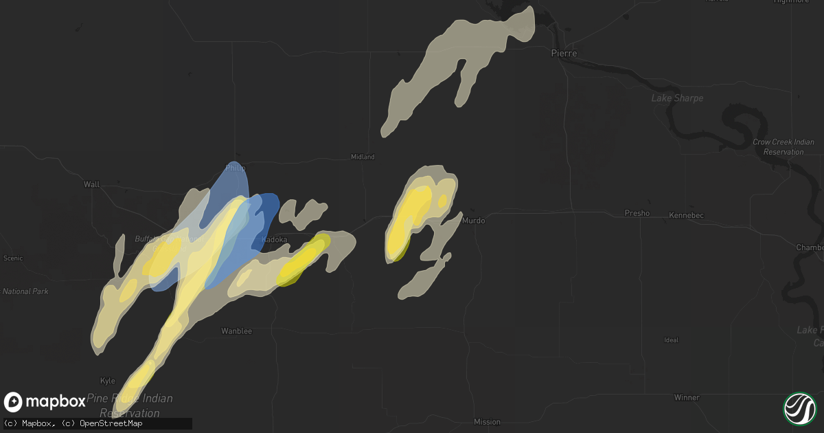 Hail map in Okaton, SD on September 14, 2024