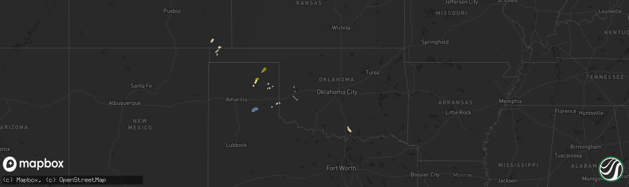 Hail map in Oklahoma on September 14, 2024