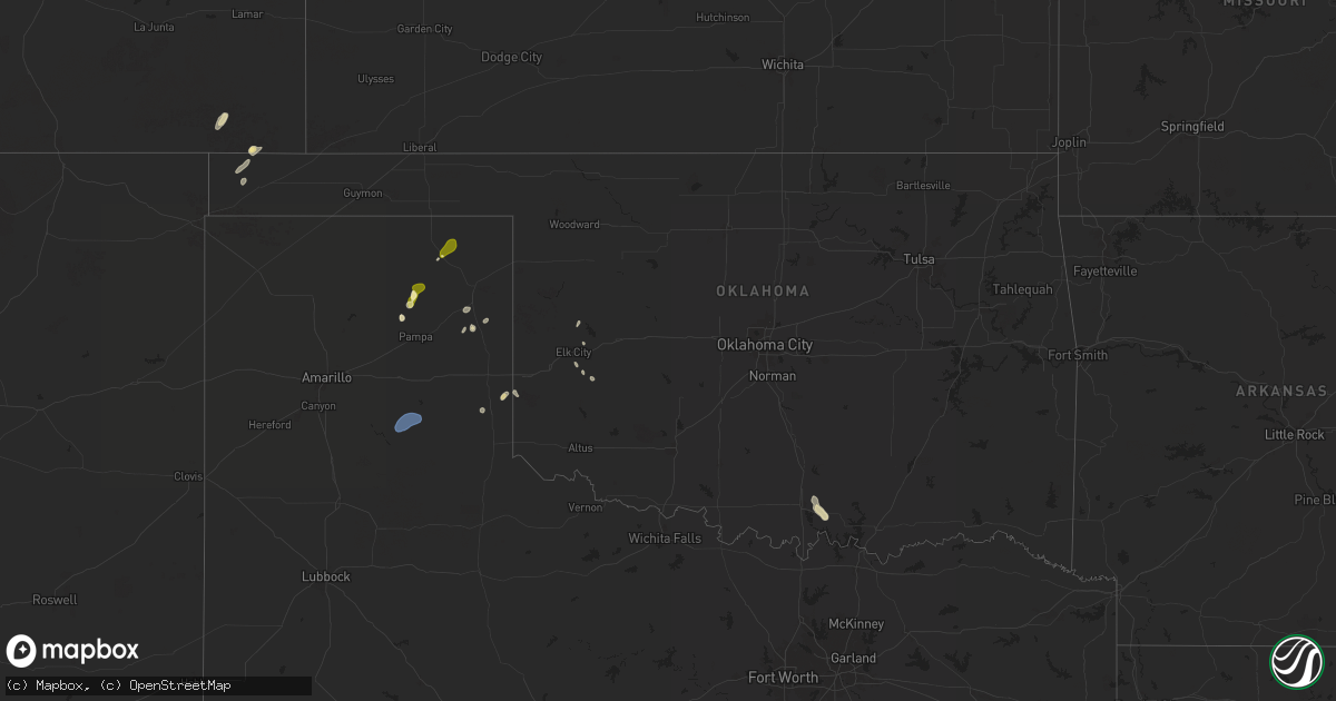 Hail map in Oklahoma on September 14, 2024