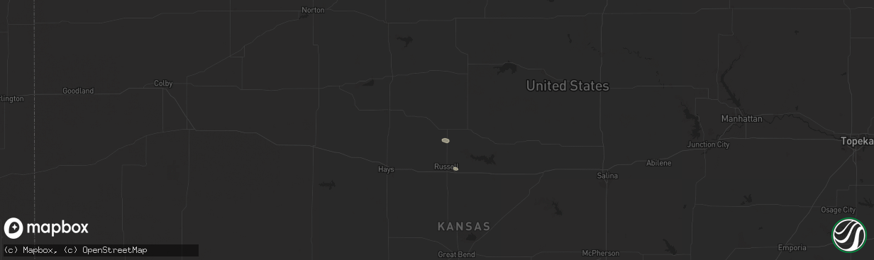 Hail map in Paradise, KS on September 14, 2024