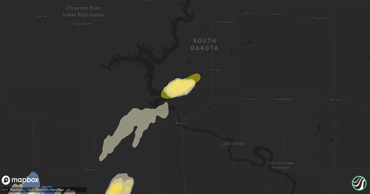 Hail map in Pierre, SD on September 14, 2024