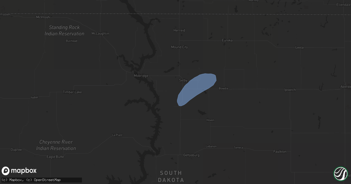 Hail map in Selby, SD on September 14, 2024