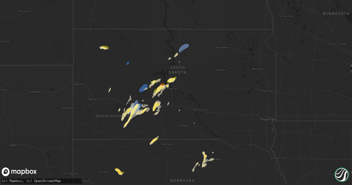 Hail map in South Dakota on September 14, 2024