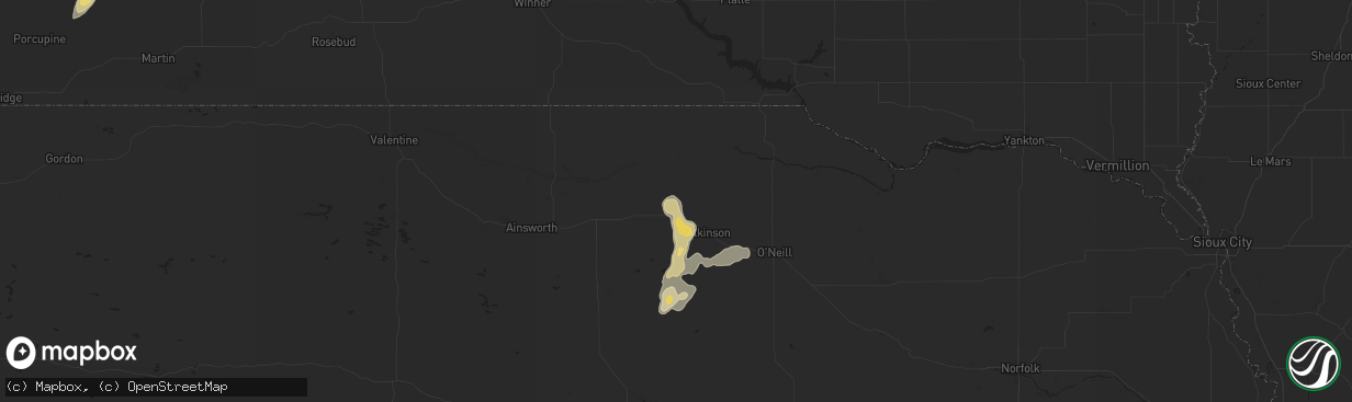 Hail map in Stuart, NE on September 14, 2024