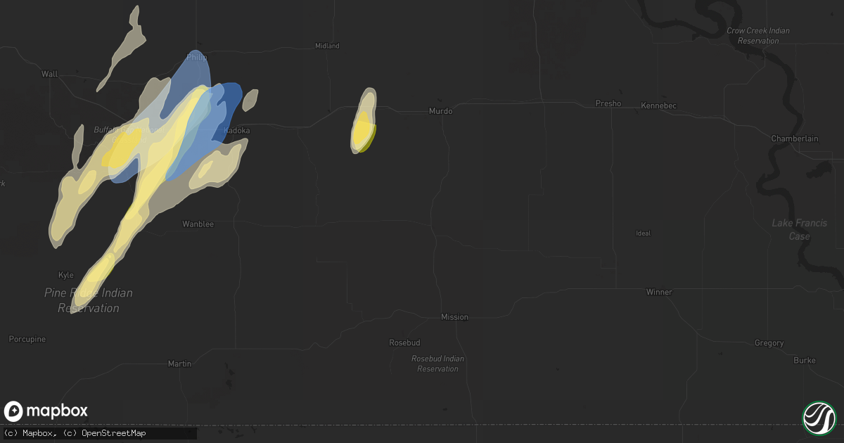 Hail map in White River, SD on September 14, 2024