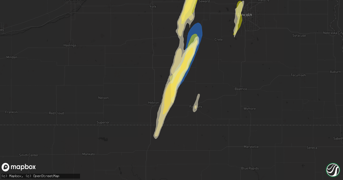 Hail map in Alexandria, NE on September 14, 2025