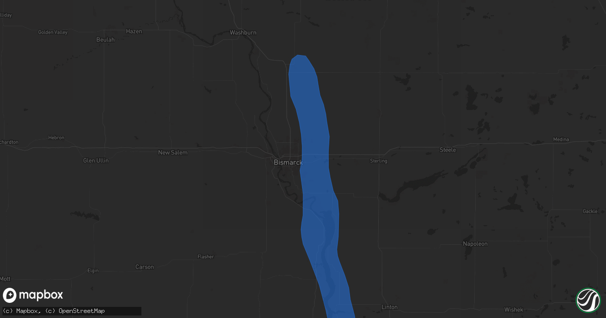 Hail map in Bismarck, ND on September 14, 2025