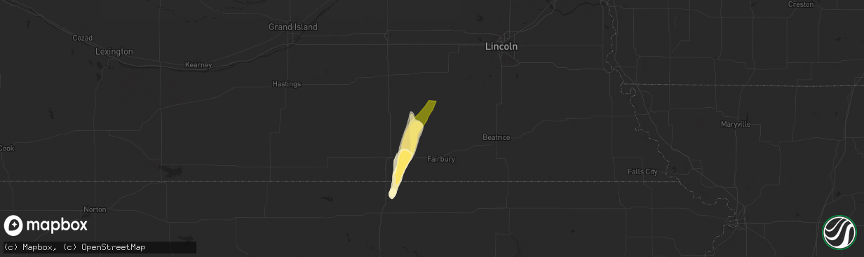 Hail map in Daykin, NE on September 14, 2025