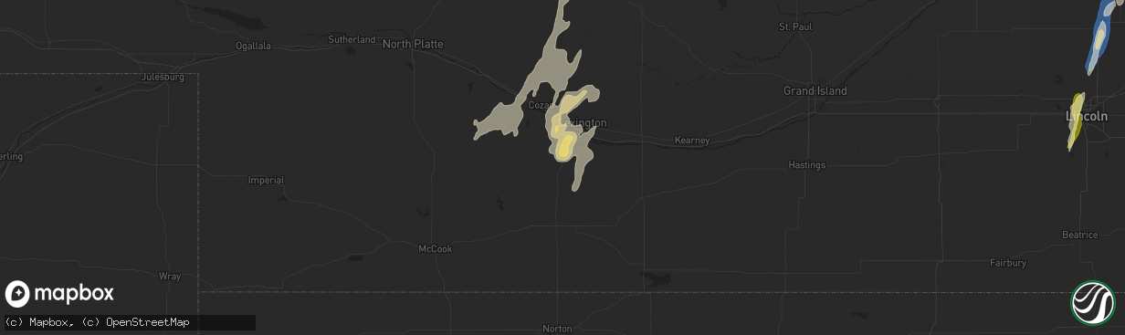 Hail map in Elwood, NE on September 14, 2025
