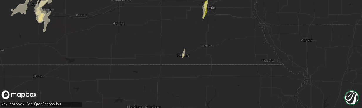 Hail map in Fairbury, NE on September 14, 2025