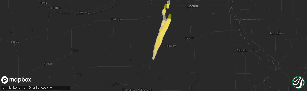 Hail map in Hebron, NE on September 14, 2025