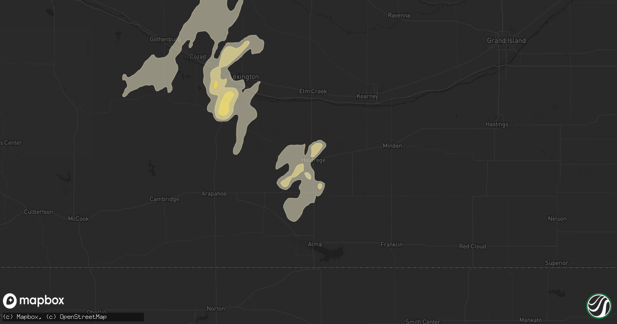 Hail map in Holdrege, NE on September 14, 2025