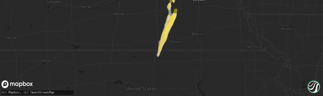 Hail map in Hubbell, NE on September 14, 2025
