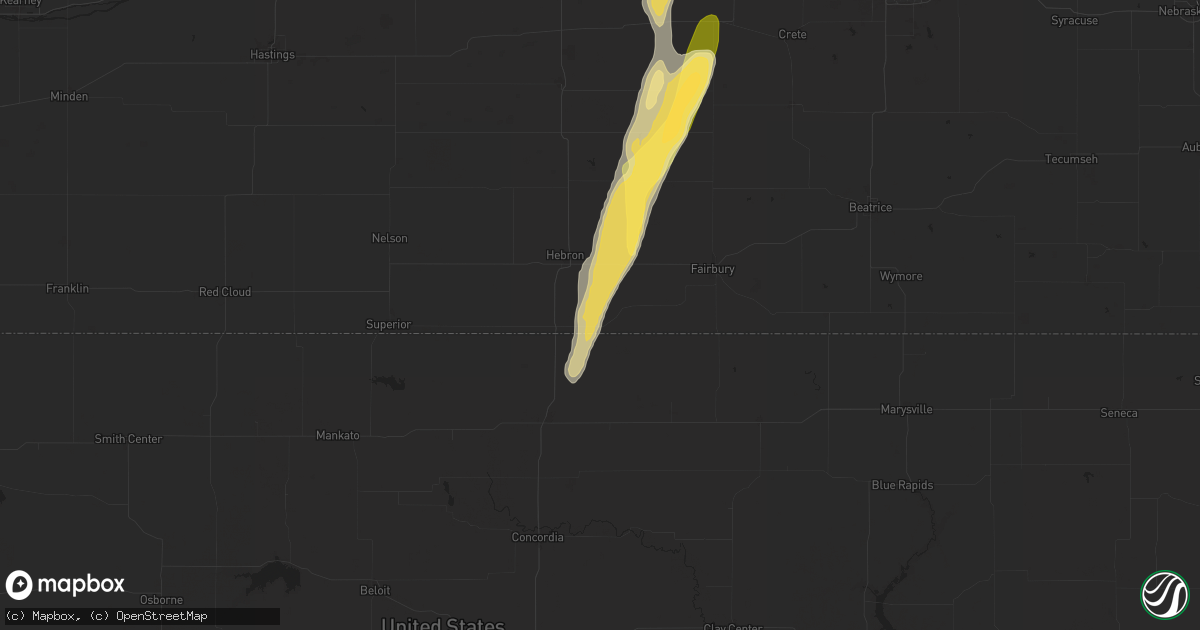Hail map in Hubbell, NE on September 14, 2025