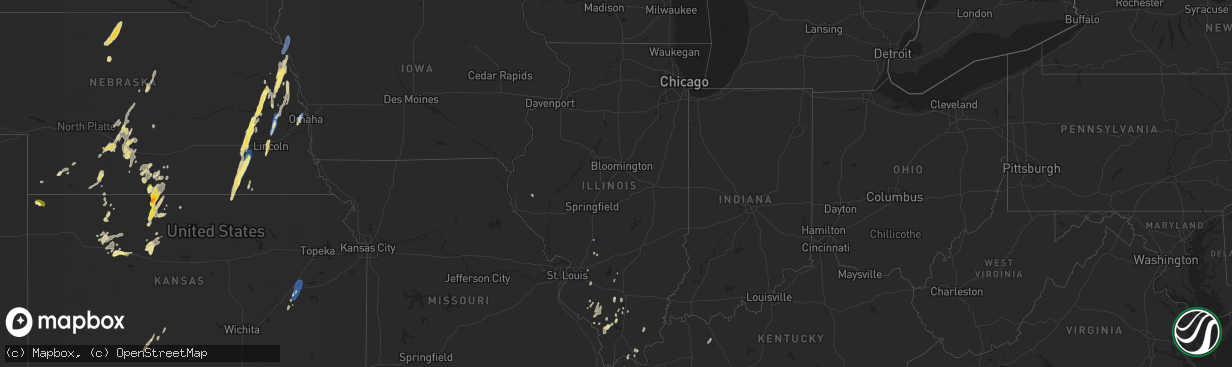 Hail map in Illinois on September 14, 2025