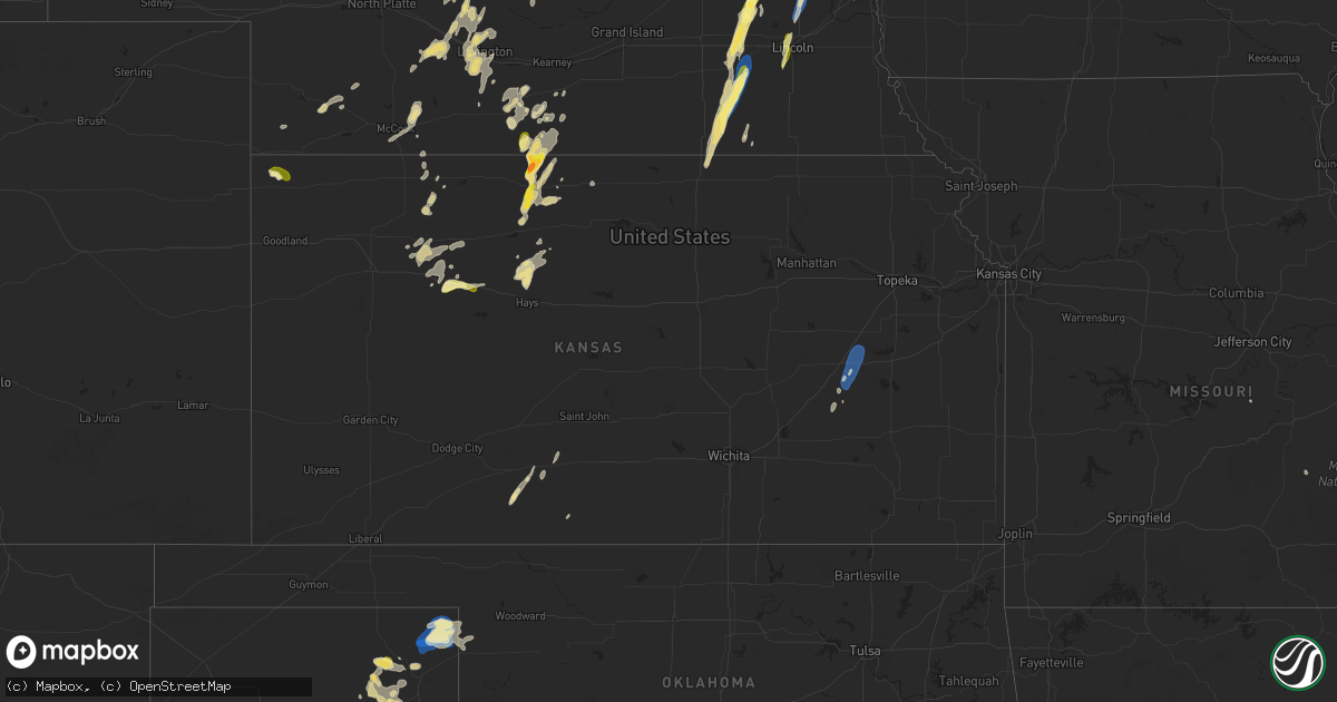 Hail map in Kansas on September 14, 2025