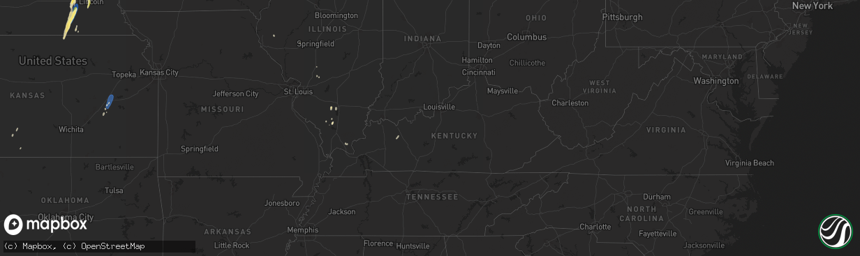 Hail map in Kentucky on September 14, 2025