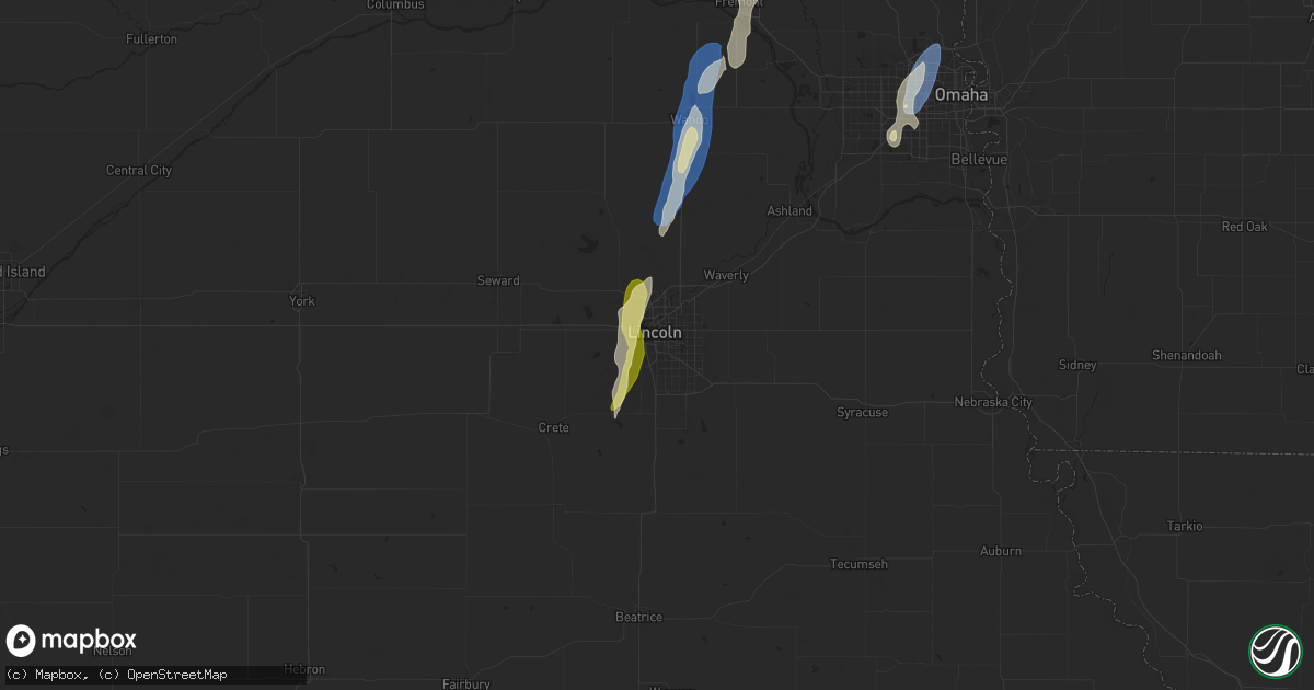 Hail map in Lincoln, NE on September 14, 2025