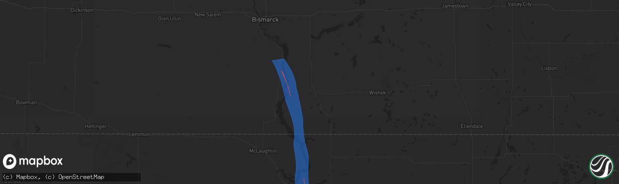 Hail map in Linton, ND on September 14, 2025