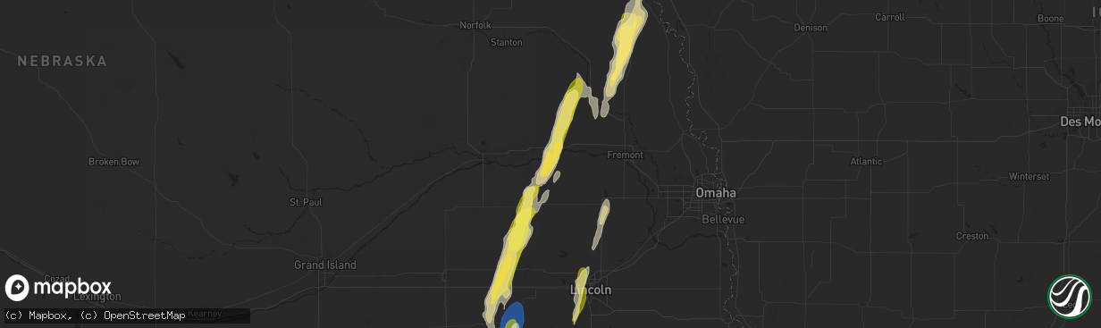 Hail map in Linwood, NE on September 14, 2025