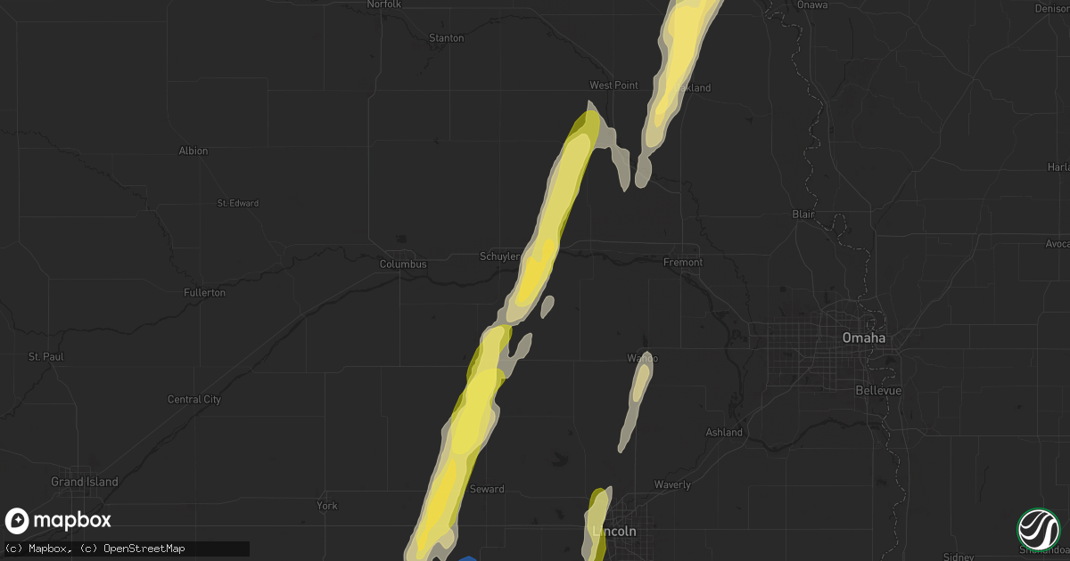Hail map in Linwood, NE on September 14, 2025