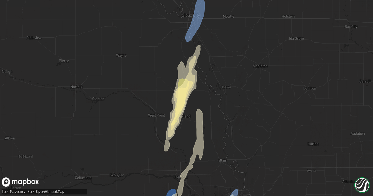 Hail map in Lyons, NE on September 14, 2025