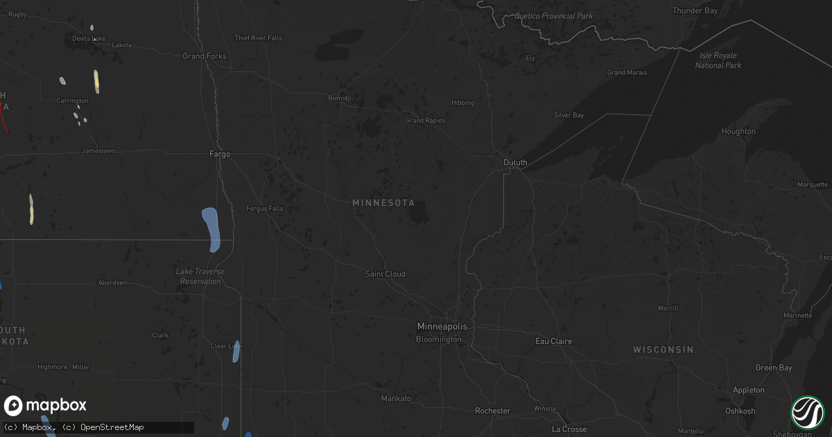 Hail map in Minnesota on September 14, 2025