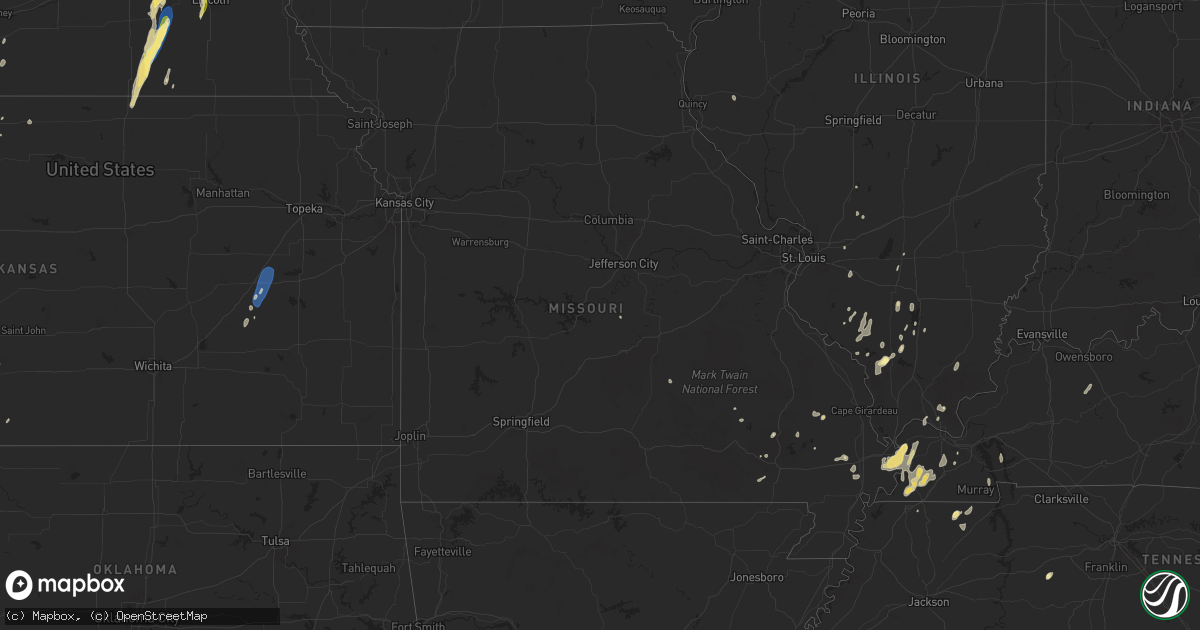 Hail map in Missouri on September 14, 2025