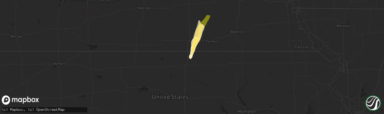 Hail map in Munden, KS on September 14, 2025