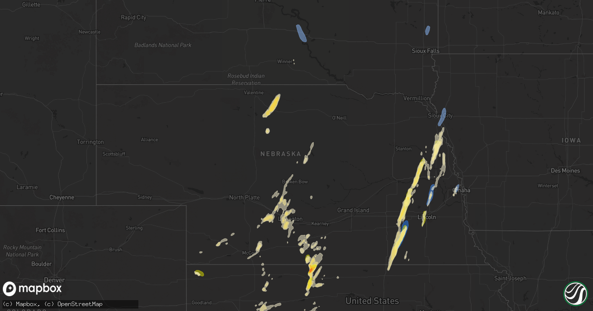 Hail map in Nebraska on September 14, 2025