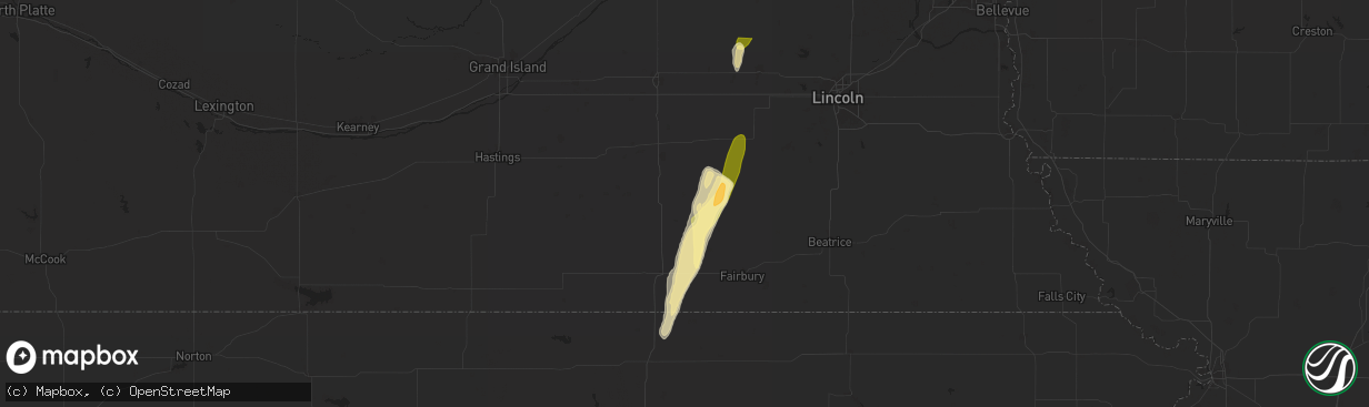 Hail map in Ohiowa, NE on September 14, 2025