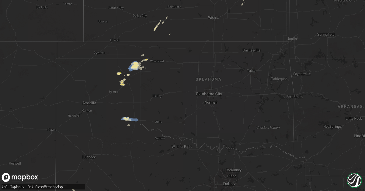 Hail map in Oklahoma on September 14, 2025