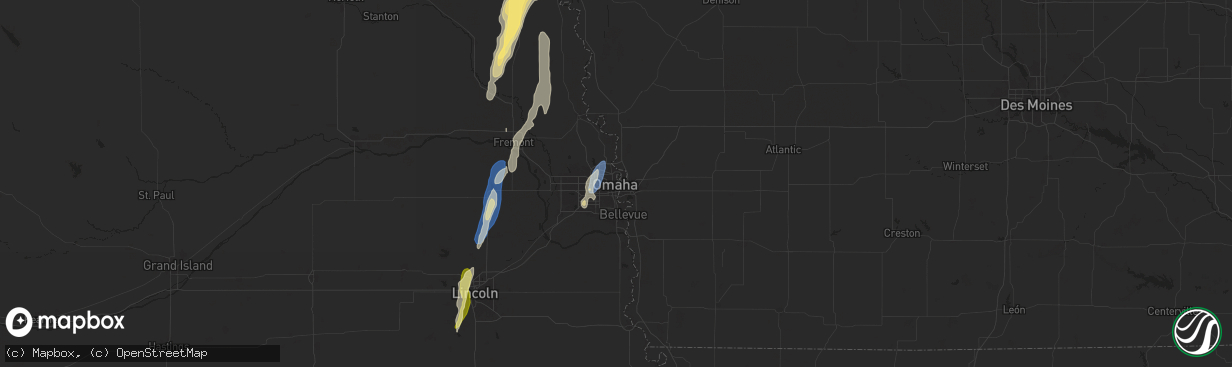 Hail map in Omaha, NE on September 14, 2025