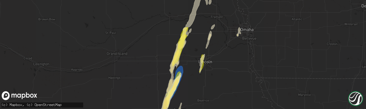 Hail map in Seward, NE on September 14, 2025