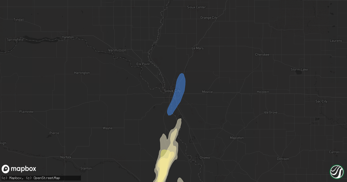 Hail map in Sioux City, IA on September 14, 2025