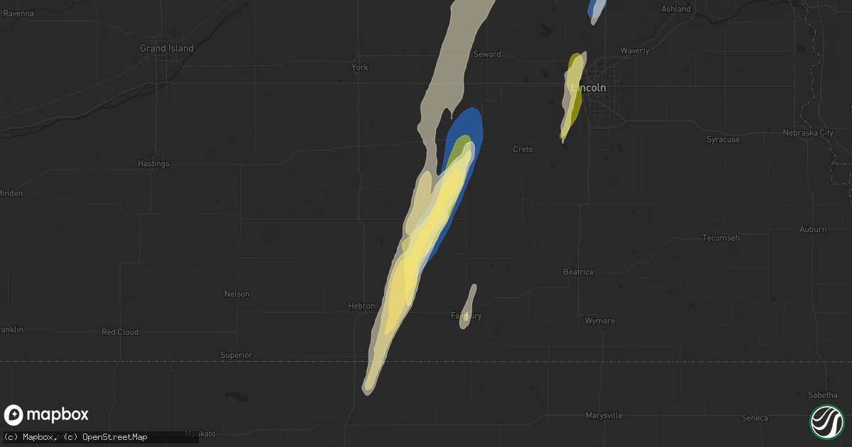 Hail map in Tobias, NE on September 14, 2025
