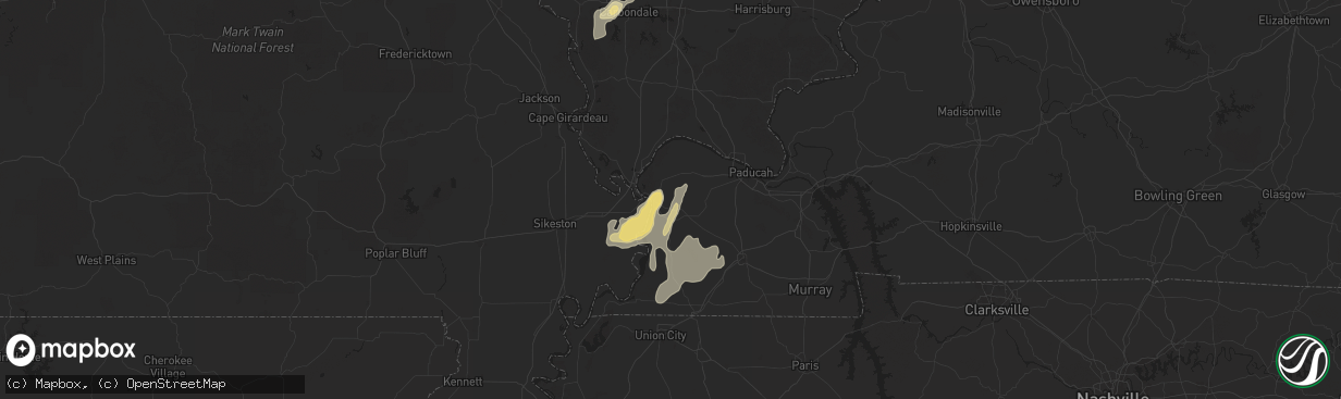 Hail map in Wickliffe, KY on September 14, 2025