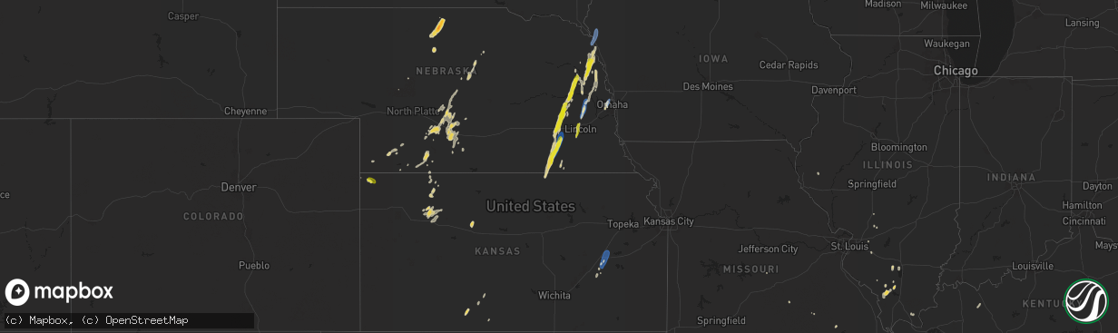Hail map on September 14, 2025
