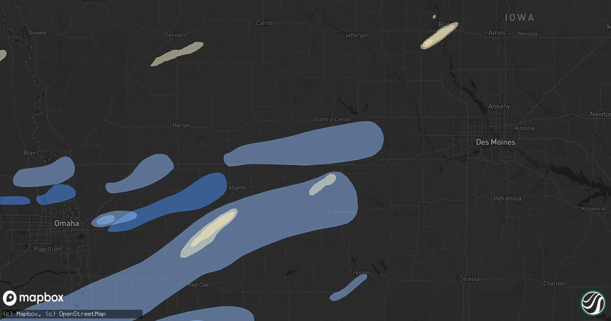 Hail map in Adair, IA on September 14, 2026