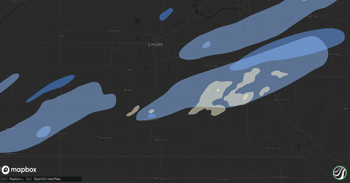 Hail map in Adams, NE on September 14, 2026